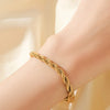 Woven Link Stainless Steel Bracelet with Gold Tone Finish - Image 26