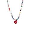 Colorful Glass Bead Necklace with Heart Pendant - Image 6