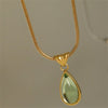 Water Droplet Blue Ocean Necklace Niche French Style Collarbone Chain Snake Bone Titanium Steel Plated with Gold - Image 2