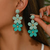 Bohemia Sweet Colorful Raffia Layered Flower Earrings for Women Girls Summer Handmade Rattan Knit Drop Earrings Holiday Jewelry - Image 2