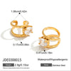 Delicate Cubic Zirconia Earrings For Women Gold Plated Stainless Steel Clip Earrings Simple Jewelry Gift - Image 13