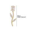 Gold Plated Rose Flower Stud Earrings for Women Brilliant Cubic Zirconia Dangle Earrings Elegant Brass Flower Drop Earrings - Image 3
