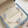 Light Crystal Butterfly Earring Bracelet for Women Elegant Imitation Pearl Choker Necklace Ring Party Wedding Jewelry Set - Image 2