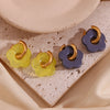 Resin Flower Accessories Hoop Earrings Y2K Women's Earrings Gold Plated Colorful 316L Stainless Steel - Image 5