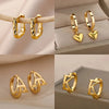 Initial Letter Stud Earrings For Women Stainless Steel Letter A-Z Piercing Earring Korean Jewelry Gift - Image 1