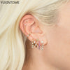 Silver Ear Needle Oval Small Zircon Hoop Earrings Colorful Zircon Gold Earrings for Women Party Jewelry - Image 5