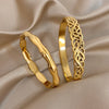 Retro Carved Hollow Pattern Women's Bracelet Smooth-surface Bamboo Joint Cuff Bangle Personality Stainless Steel Jewelry - Image 1