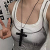 Wooden Cross Pendant Necklace with Alloy Chain and 71 cm Length - Image 1