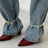 Two Piece Imitation Pearl Anklet Set with Adjustable Chains - Image 3
