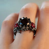 Huajie Gothic Style Dark Rose Shape Black Zirconia Rings for Women Hip Hop Street Retro Classic Personality Jewelry - Image 3