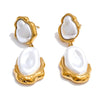 Stainless Steel Gold Plated Baroque Pearls Jewelry Set Wedding Party Necklace Ring Bracelet - Image 16