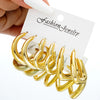 6pcs Chunky Gold Plated Waterdrop Hoop Earrings For Women Minimalist Smooth Thick Circle Drop Earring Lightweight Party Jewelry - Image 5