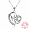 Silver Mom Zircon Charm Loves Heart Necklace Pendant Mother's Day Gift For Mum - Image 1