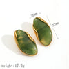 Brown Resin Geometric Shape Earrings Stainless Steel Gold-plated Ear Studs for Women - Image 6