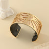 1 set of C-shaped stainless steel gold-plated silver open metal hollow decoration women's bracelet - Image 2