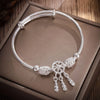 Silver Bangle Woman Dreamcatcher Tassel Feather Round Bead Adjustable Charm Bracelet Wedding Jewelry Gifts - Image 1