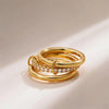 Multilayer Everly Stacked Ring Chunky Gold Plated Interlocking Zircon Multi Link Connected Rings Eternity Statement Jewelry Gift - Image 4