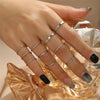 Ten-Piece Stacking Ring Set with Gold-Tone or Silver-Tone Designs - Image 15