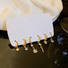 6Pcs/Set Gold Color Geometric Pendant Hoop Earrings for Women Crystal Star Heart Bow Drop Earring Cartilage Piercing Jewelry - Image 5