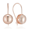 Rose Gold Color Big Glossy Ball Drop Earrings For Women Simple Zircon Accessories Ethnic Bride Wedding Jewelry - Image 6