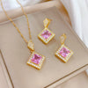 Geometry Square Necklace Earrings Jewelry Set Charm Ladies Jewelry Bridal Accessory Set Romantic Gift - Image 4