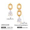 Asymmetric Water Drop Zircon Earrings For Women Gold Plated Stainless Steel Thick Chain Earrings Jewelry - Image 7