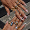 Women Stainless Steel Color Blocking Ribbed Twist Hollow Opening Ring Daily Accessory - Image 2