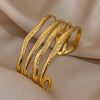 Irregular Textured Multilayer Open Bracelets for Women Men Hammered Chunky Gold Plated Stainless Steel Cuff Bangle Charm Jewelry - Image 3