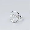Creative Hollow Face Shaped Jewelry Silver Personality Delicate Asymmetric Opening Rings - Image 1