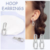 Silver Women Hoop Earrings Gifts For Girl U Rhombic Shape Geometric Lines Zircon Earring - Image 4