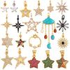 Cute Colourful Star Snowflake Sun FLowers Gold Charm Pendant, Cubic Zirconia CZ Paved,Jewelry Necklace Accessories - Image 1