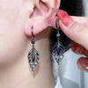 Retro Black Hollow Crystal Leaf Drop Dangle Earrings for Women Personality Design Korean Earrings Party Jewelry Gift - Image 4