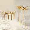 Snake Chain Bow Drop Stud Earrings for Women Gold Plated Bowknot Long Tassels Earring Party Jewelry - Image 1
