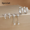 Three-Pair Huggie Hoop Earring Set with Color and Stone Variations - Image 22