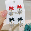 Crystal Metal Snowflake Dangle Earrings for Women Party Sweet Jewelry Cute Black Red Bow Drop Earrings Festival Gifts - Image 2