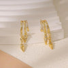 Gold Plated Triple Huggie Stud Earrings Cute Statement Chain Earring Dainty Drop Earrings for Women Jewelry - Image 6
