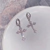 Silver Color Metal Cross Drop Earring Clear Crystal Stone Cross Dangle Earrings Sparkling Girls Evening Earring Jewelry - Image 2