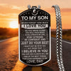 To My Son I Love You Pendant Necklace Stainless Steel Dog Tag Letter Chain Birthday Graduation Gift Jewelry Men Inspiration Kids - Image 2