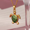 Colored Turtle Pendant Necklace for Women Summer Beach Female Charm Necklace Beads Chain Cute Stainless Steel Jewelry collar - Image 1