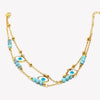 Three White Shell Eyes Blue Turquoise Stone Double Layer Feet Chains Gold Plated 316L Stainless Steel Anklet - Image 6