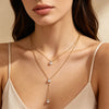 Eilieck 316L Stainless Steel Shiny Cubic Zirconia Waterdrop Pendant Necklace for Women Daily Y-shaped Chain Jewelry - Image 5
