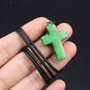 Charm Natural Semiprecious Stone Cross Shape Crystal Tiger Eye Agate Pendant Necklace Jewelry Gift for Women 25x18mm - Image 38