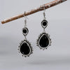 Vintage Black Stone Drop Earring Jewelry Geometric Triangle Hollow Ear Jewelry For Women Girls - Image 2