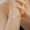 Lotus Pendant Bracelet Shiny Rhinestone Inlaid Double Hole Charm Bracelet Stainless Steel Wrist Jewelry Gift - Image 5
