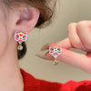 Chinese Style 2024 Red Little Lion Bell Pendant Earrings for Women Cute Dragon Earrings New Year Festive Jewelry Gifts