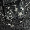 6Pcs Y2K Star Sun Pendant Necklace Set Silver Tone Vintage Star Spiral Sun Charms Chain Necklaces for Punk Streetwear - Image 5