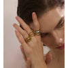 Arrivals Glossy Stainless Steel Layered Hollow Open Ring for Women Distinctive Geometric Attractive Jewelry - Image 3