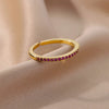 Thin Cubic Zirconia Stacking Ring in Gold-Tone Stainless Steel Adjustable - Image 41