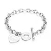 1pc Stainless Steel Bracelet With Heart Pendant, Double Heart OT Buckle Couple Bracelet Unisex - Image 9
