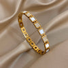 Elegant Zircon Stainless Steel Cuff Bracelet Women Simple Geometric Twisted Gold Plated Spring Bangle Jewelry Gift - Image 3